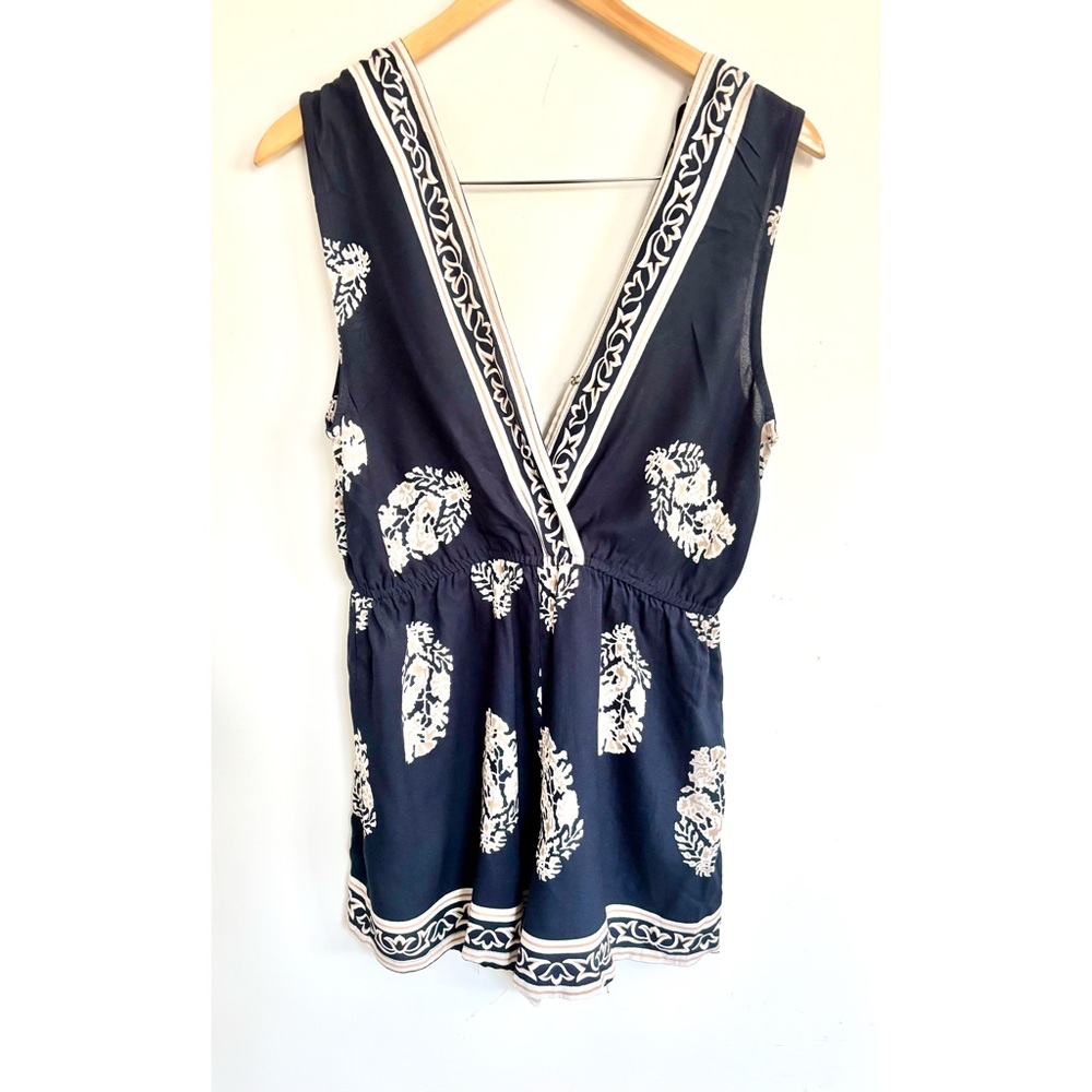 Women's Summer Romper/Shorts Navy Blue and White Sleeveless from DEVI -Medium